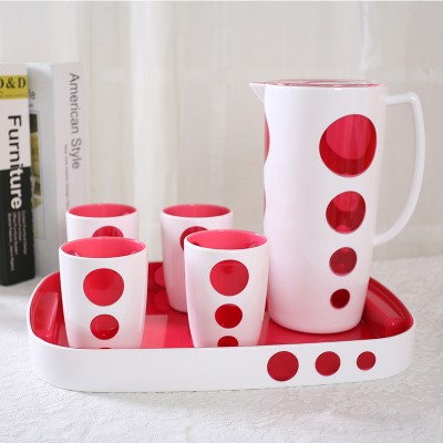 LULA New Large Volume Plastic Water Tea Jug Sports Custom Water Pitcher with 4pcs Cups and Tray