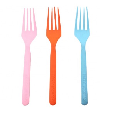 LULA 7 inch Custom Bio Cutlery Disposable Forks Utensils Wholesale Long Handle Composable PLA Fork