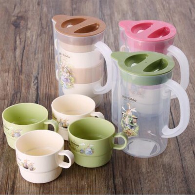 LULA BPA free Kids Pitcher Plastic Water Jug Sets Small Water Pitcher with 4 Tumbler for Home and Kitchen