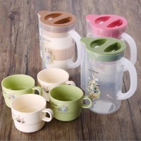 LULA BPA free Kids Pitcher Plastic Water Jug Sets Small Water Pitcher with 4 Tumbler for Home and Kitchen